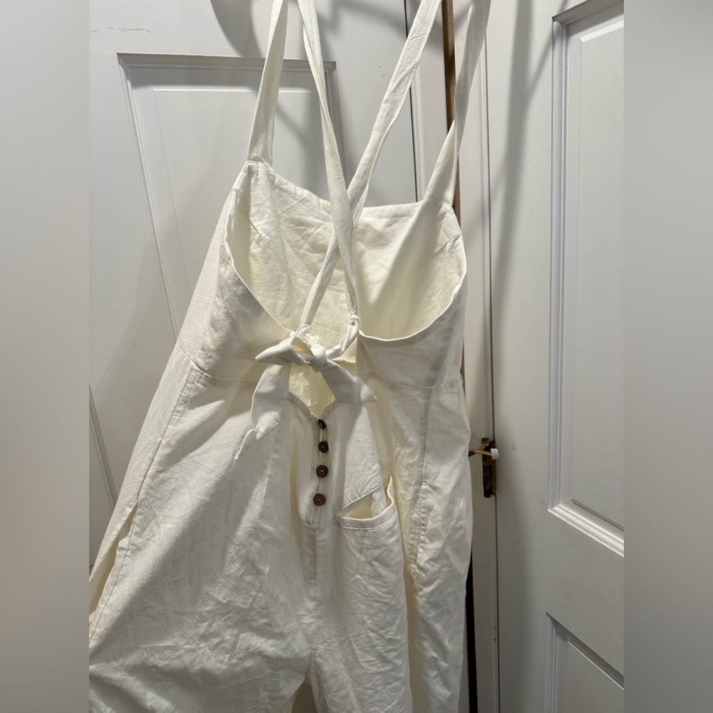Free People Cross Back beach overalls for with pockets!!